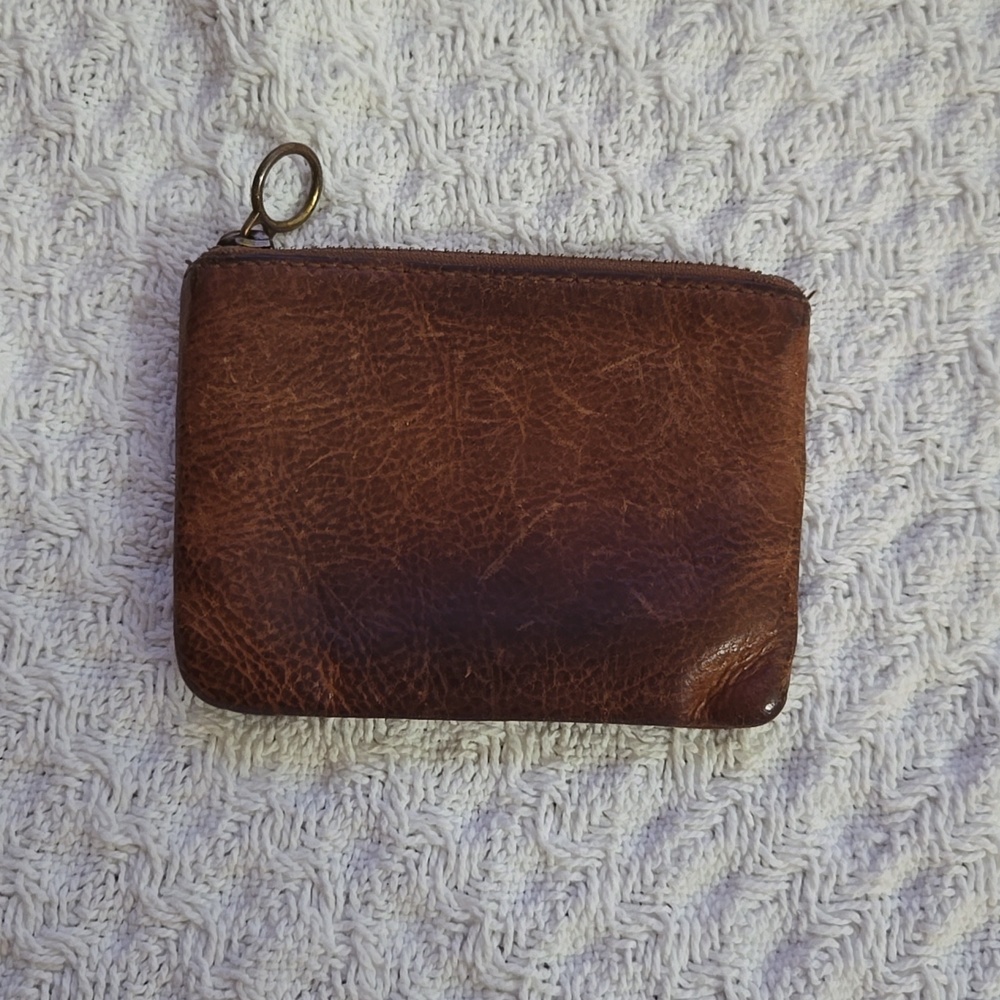 Madewell Leather Zip Coin Purse Wallet Brown